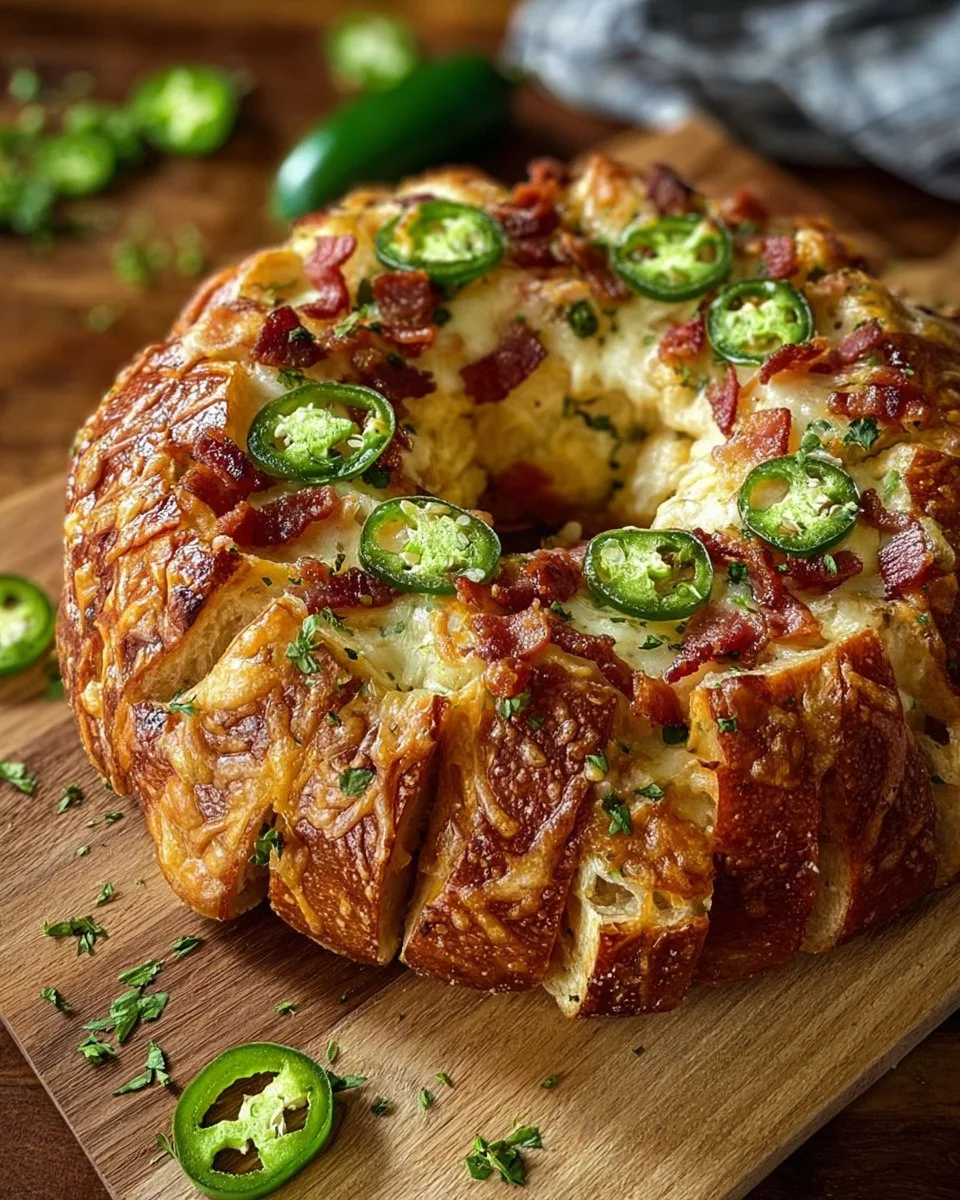 Sourdough Jalapeño Popper Bread Bowl filled with cheesy jalapeño goodness.