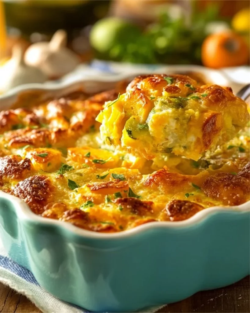 Southern yellow squash casserole baked to perfection