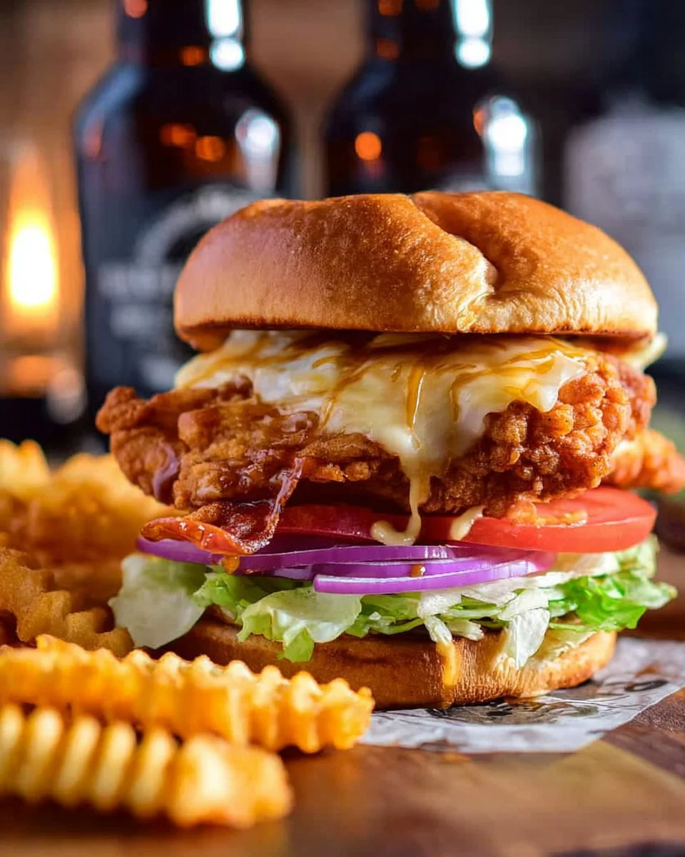 Spicy Buttermilk Crispy Chicken Sandwich with fresh toppings
