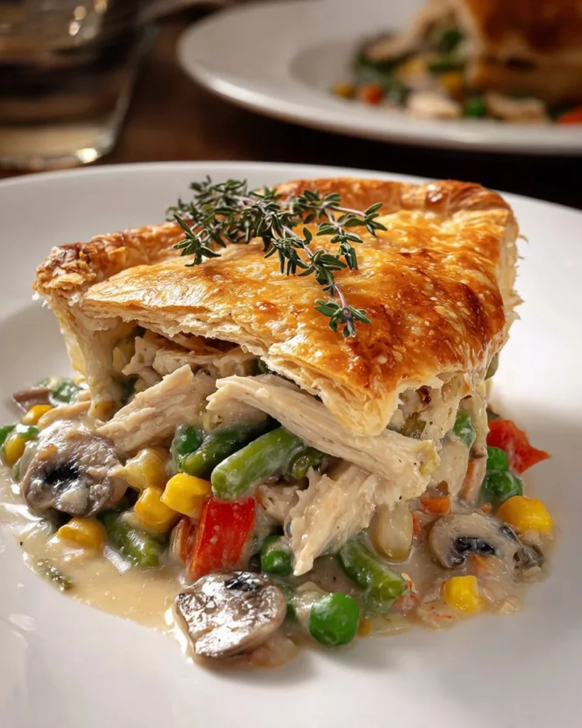 Delicious Spring Chicken Pot Pie loaded with fresh vegetables and chicken