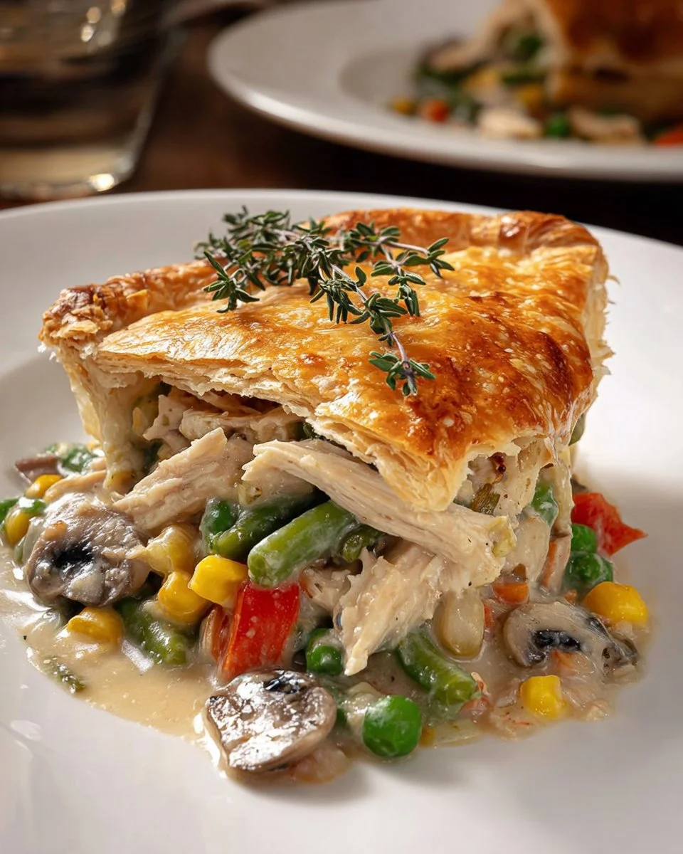 Delicious Spring Chicken Pot Pie loaded with fresh vegetables and chicken