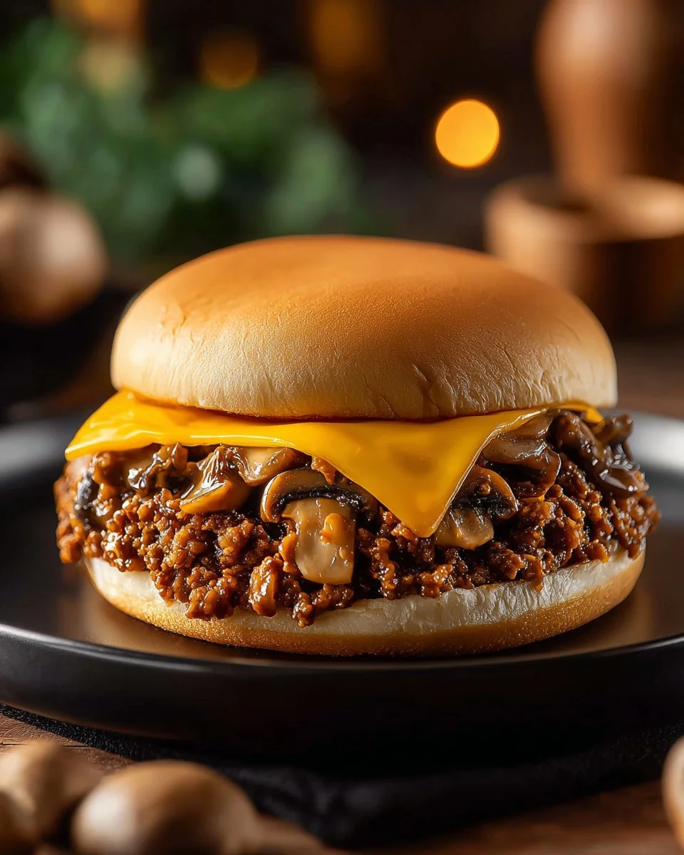 Delicious steakhouse burger sloppy joes served on a plate with toppings