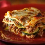 Delicious summer zucchini lasagna with layers of fresh zucchini and cheese.