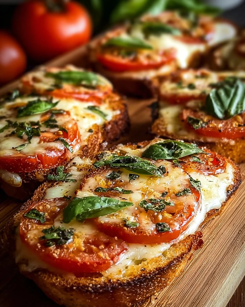 Delicious tomato basil garlic bread fresh from the oven