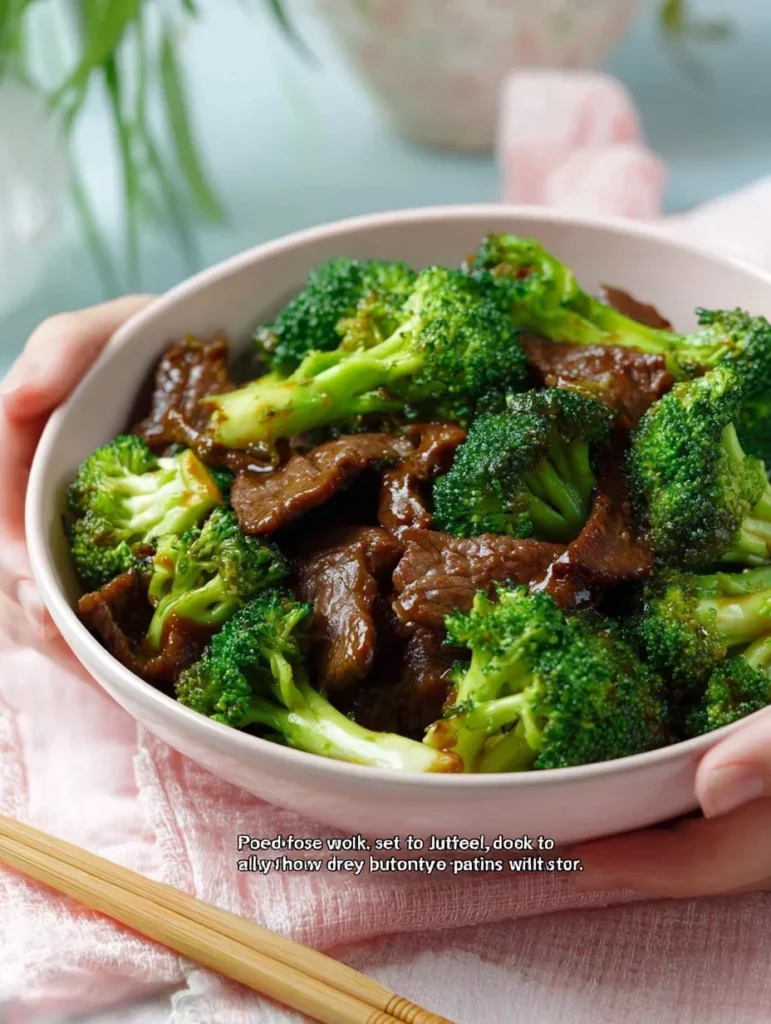 Delicioso salteado de carne acompañada de brócoli fresco y colorido.